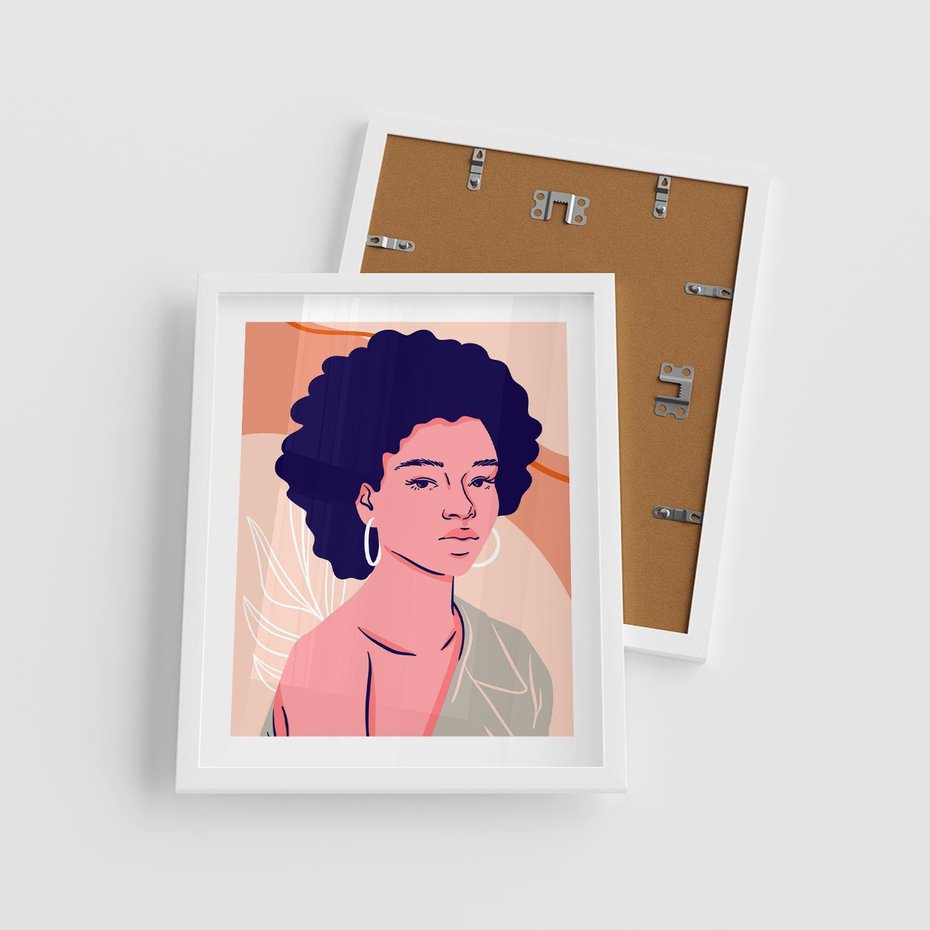 Plakat w ramie 40x50 - Kobiecy Kształt Świata - nowoczesny plakat, styl retro - rama biała