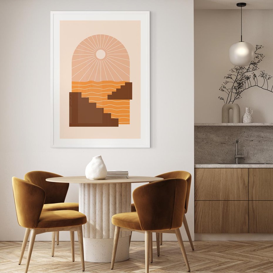 Plakat bez ramy 30x40 - Słoneczne Inspiracje w Stylu Boho - boho grafika, słońce