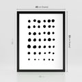 Plakat w ramie 40x50 - Refleksje Światła - minimalistyczna kompozycja, czarne kropkina białym tle - rama czarna
