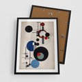 Plakat w ramie 50x70 - Rozkwitające Wibracje Wyobraźni - abstrakcyjna geometryczna kompozycja, koła linie - rama czarna