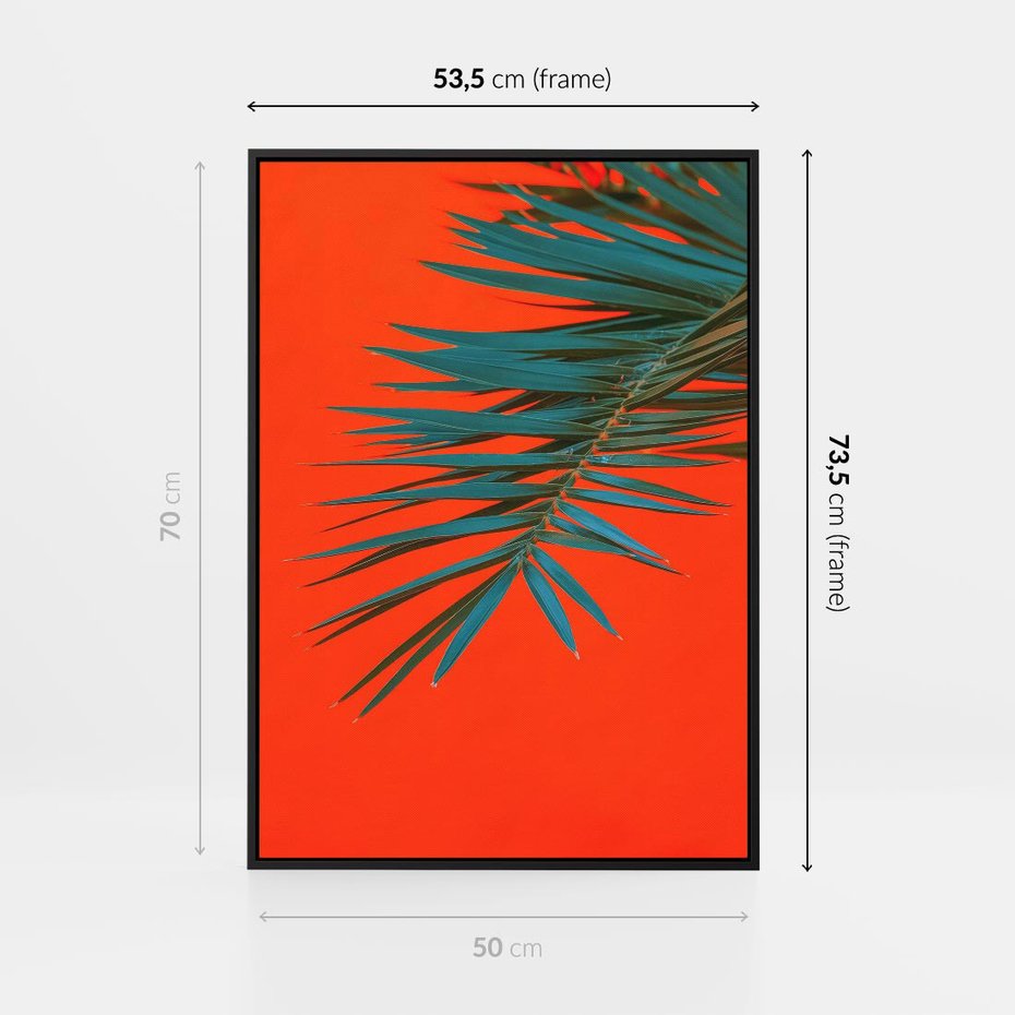 Obraz w ramie 50x70 - Egzotyczny Urok - liście, palma - rama czarna