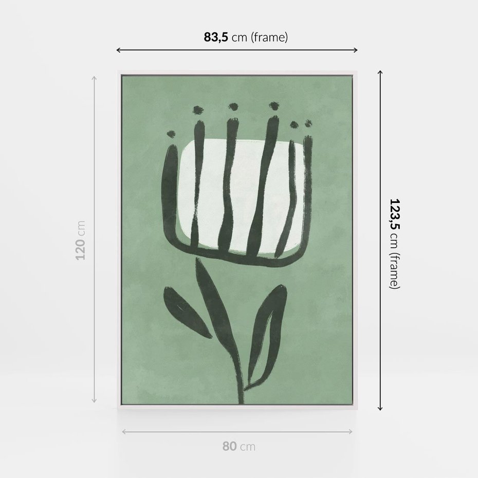 Obraz w ramie 80x120 - Objęcia Zieleni - zielona abstrakcja, zgaszona zieleń - rama biała