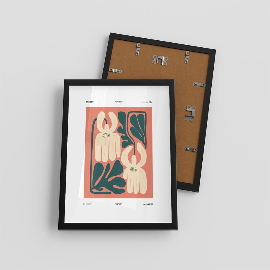 Plakat w ramie 30x40 - Migotliwe Echa - kwiaty, nowoczesna abstrakcja - rama czarna