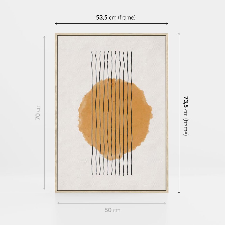 Obraz w ramie 50x70 - Taniec Emocji - abstrakcyjne akwarelowe plamy, nieregularne kreski - rama drewno