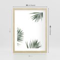 Plakat w ramie 30x40 - Liście Palmy na Czystym Tle - liście palmy, białe tło - rama drewno