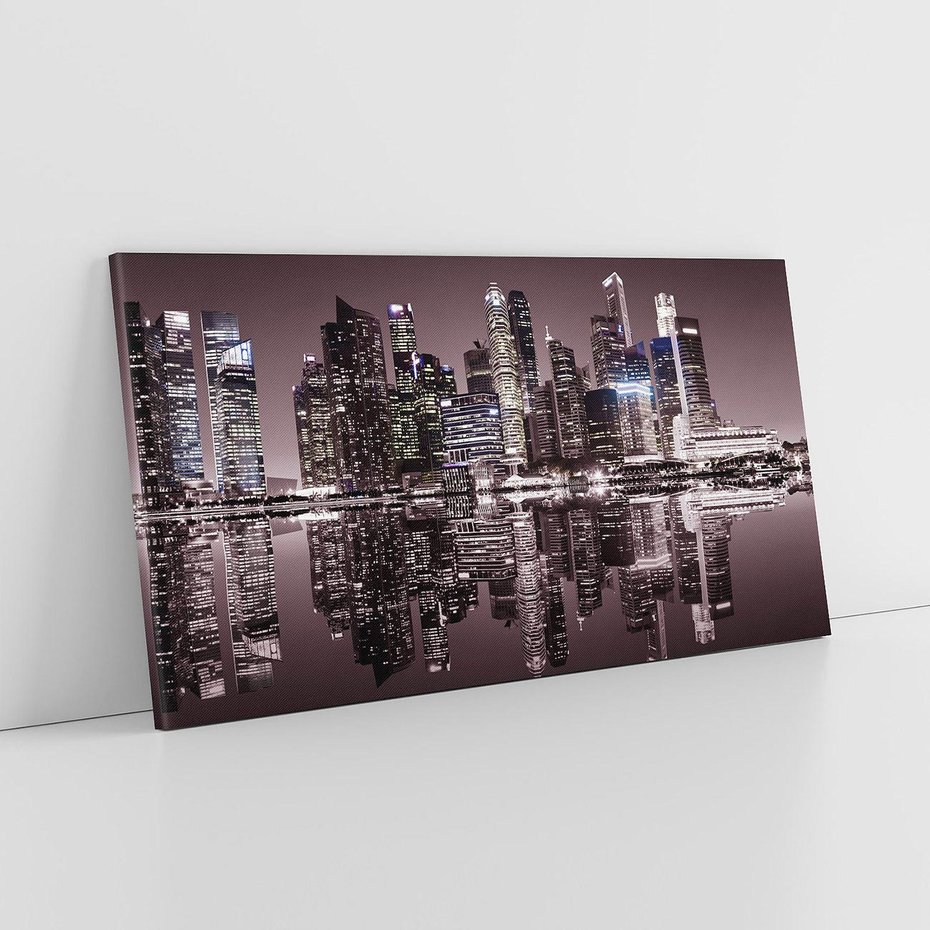 Obraz na płótnie 140x70 - Miejskie światła ożywiające nocne niebos - Singapur, miasto