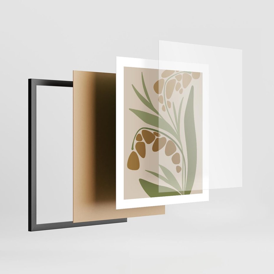 Plakat w ramie 40x50 - Minimalizm z Roślinami - nowoczesny plakat, roślinność - rama czarna