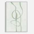 Obraz w ramie 80x120 - Zieleń Wewnętrznej Harmonii - zielona abstrakcja, zgaszona zieleń - rama biała