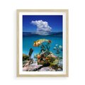 Plakat w ramie 50x70 - Podwodna rafa koralowa: kolorowy oceanowy świat - rafa, koralowa - rama drewno