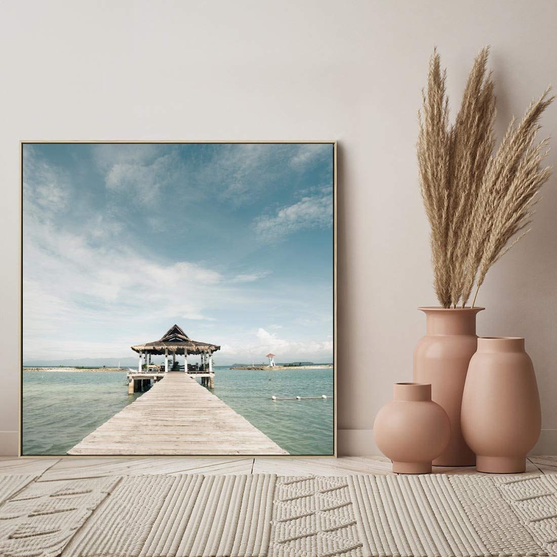Obraz w ramie 50x50 - Magia Morza i Piękno Plaży - Hawaje, morze - rama drewno