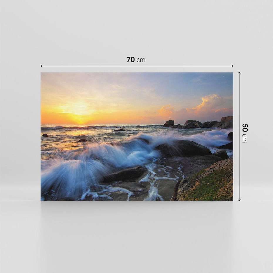 Obraz na płótnie 70x50 - Morze, skały i fale - morze, skały