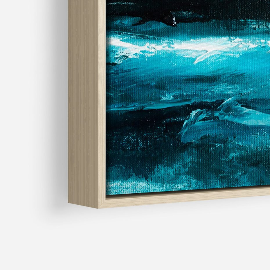 Obraz w ramie 50x70 - Burza Nad Granatowym Oceanem - piękny marynistyczny obraz olejny, wzburzone ciemne morze - rama drewno