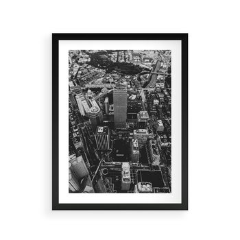 Plakat w ramie 50x70 - Kontrastujące miasto - miasto, biało - rama czarna