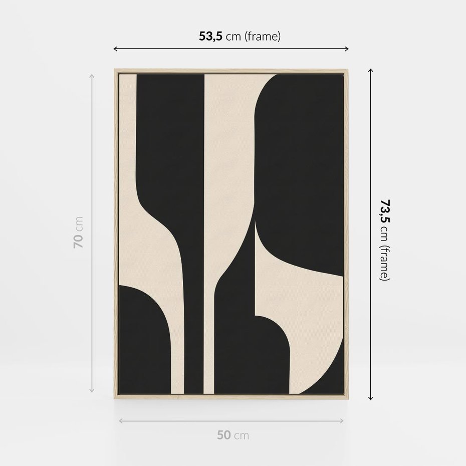 Obraz w ramie 50x70 - Abstrakcyjne Linie - boho plakat, rycina - rama drewno