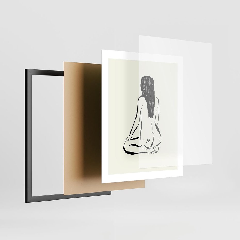 Plakat w ramie 40x50 - Minimalistyczna Piękność: Kobieta w Sztuce - grafika minimalizm, rysunek kobiety - rama czarna