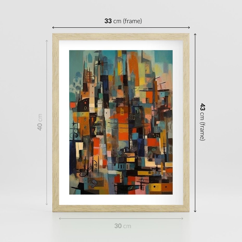 Plakat w ramie 30x40 - Zaklęte Odbicia Nienormalności - styl mid century, nowoczesna sztuka - rama drewno