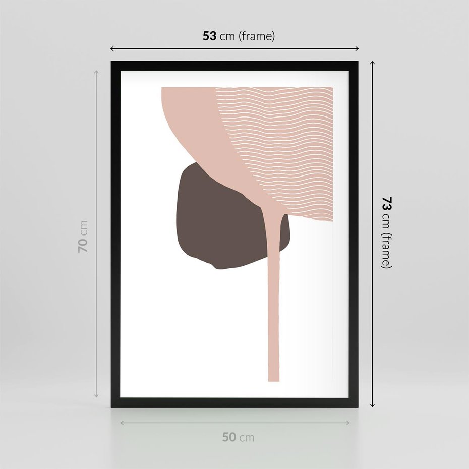 Plakat w ramie 50x70 - Wibracje Odbić Plam - abstrakcyjny obraz, rozlewające się plamy - rama czarna