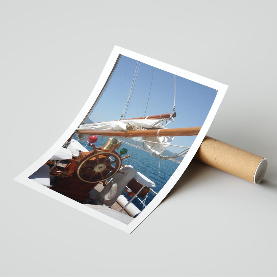 Plakat bez ramy 30x40 - Podróż Morska - statek, ster