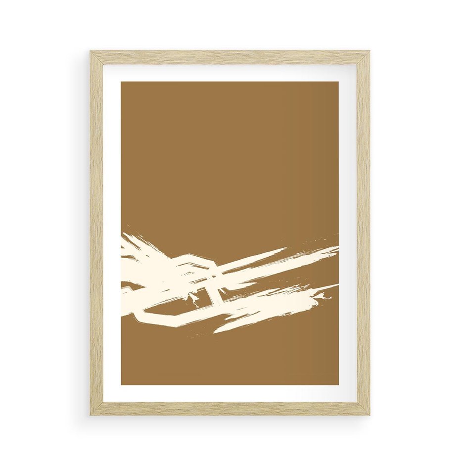 Plakat w ramie 50x70 - Taniec Energii - abstrakcyjne kreski, maźnięcia - rama drewno