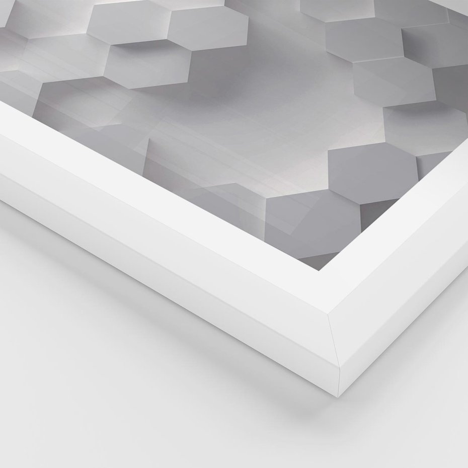Plakat w ramie 50x70 - Kreatywna Forma - geometryczny, 3D - rama biała