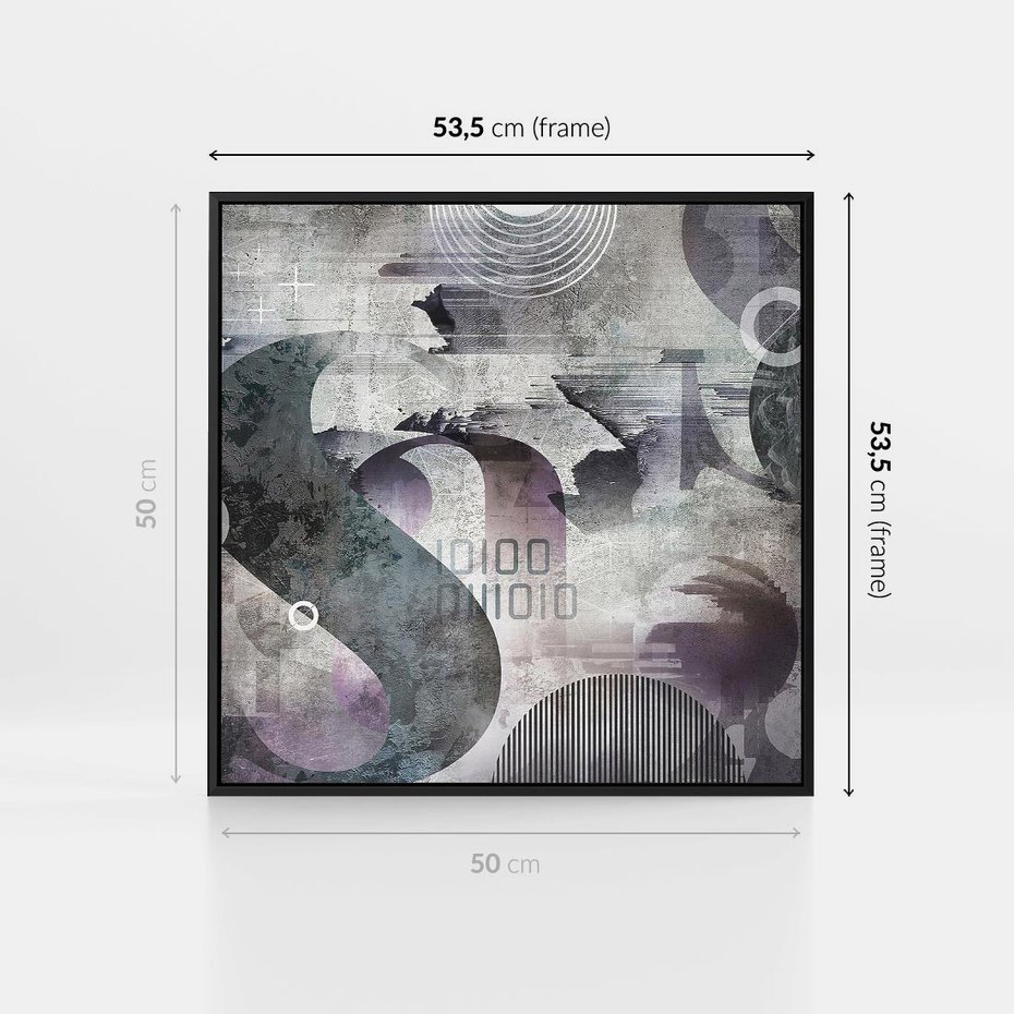 Obraz w ramie 50x50 - Nocne opowieści w barwach - typografia, abstrakcja - rama czarna