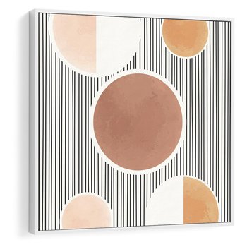 Obraz w ramie 50x50 - Rozplątane Granice - abstrakacyjna nowoczesna sztuka, koła okręgi - rama biała