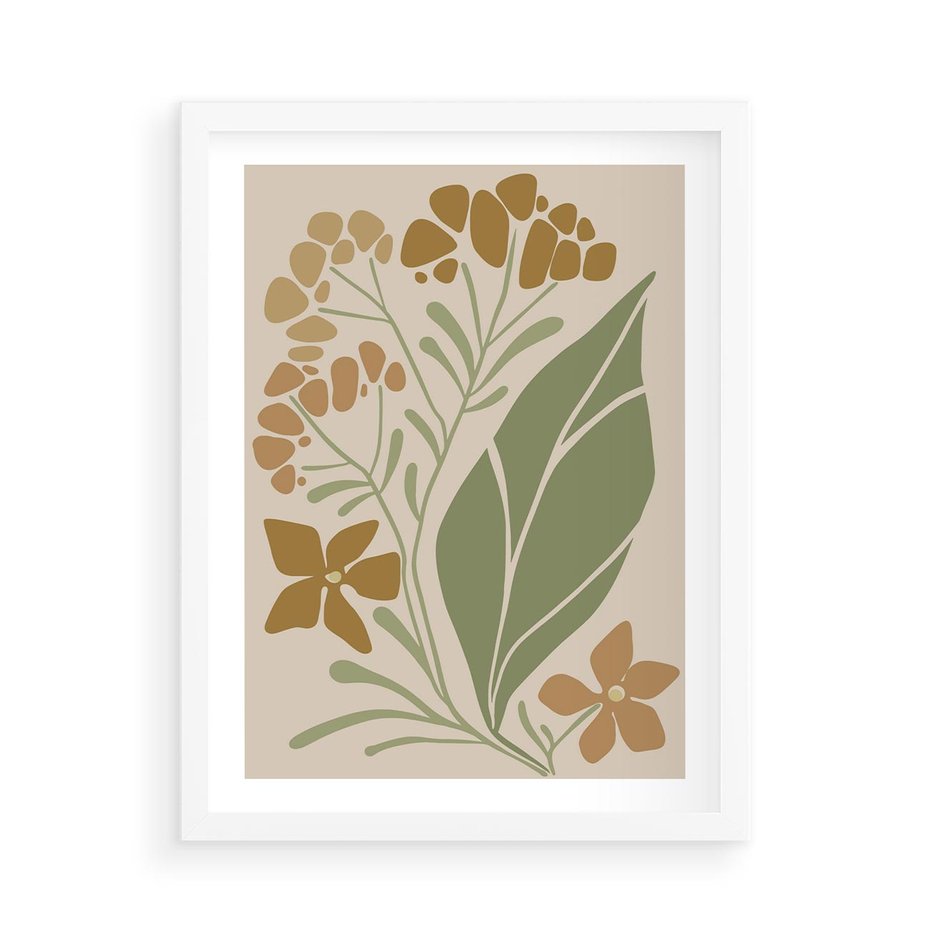 Plakat w ramie 50x70 - Subtelność Utajona - nowoczesny plakat, roślinność - rama biała