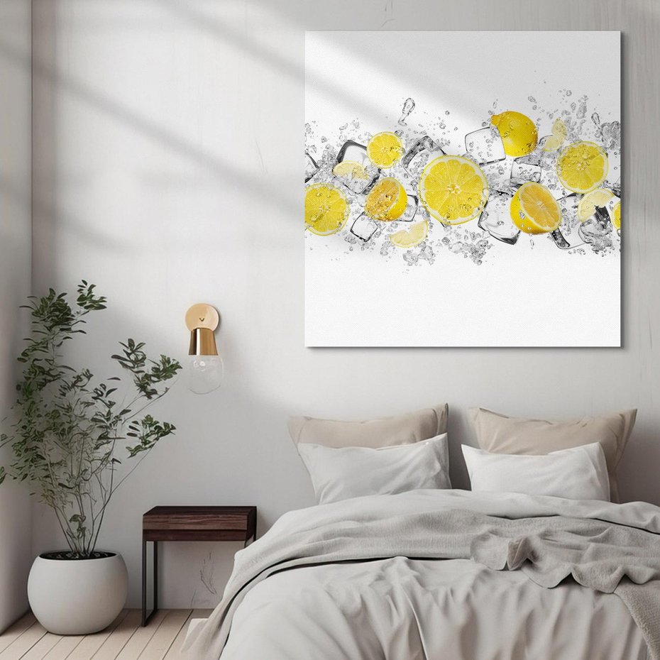 Obraz na płótnie 40x40 - Odkryj świeżość - lód, cytryny