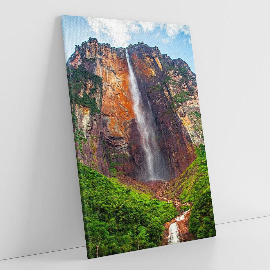 Obraz na płótnie 50x70 - Górska siła wodospadów - wodospad, góra