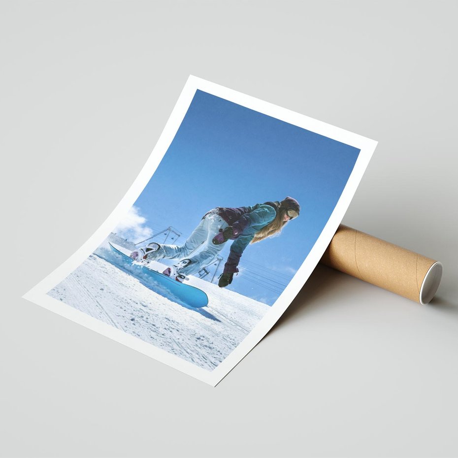 Plakat bez ramy 30x40 - Snowboard na zimowych zboczach - snowboard, zima