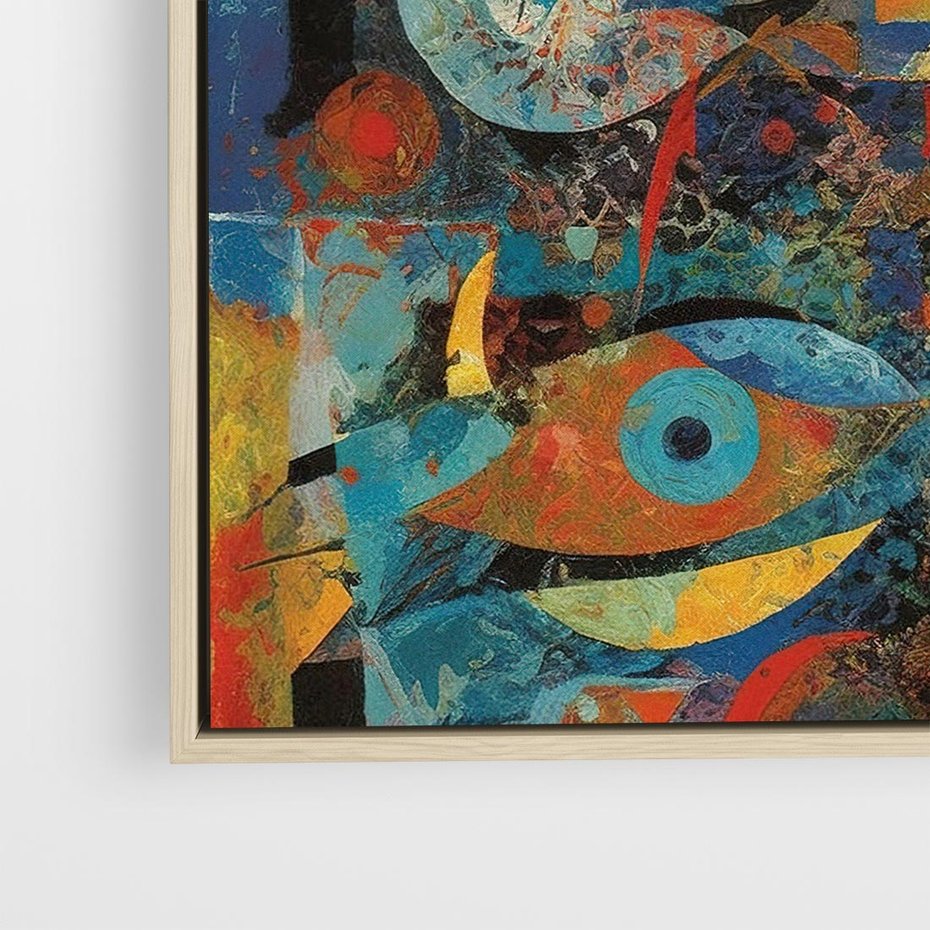 Obraz w ramie 80x80 - Migotliwe Przesunięcia Konturów - abstrakcyjny obraz, sztuka abstrakcji - rama drewno