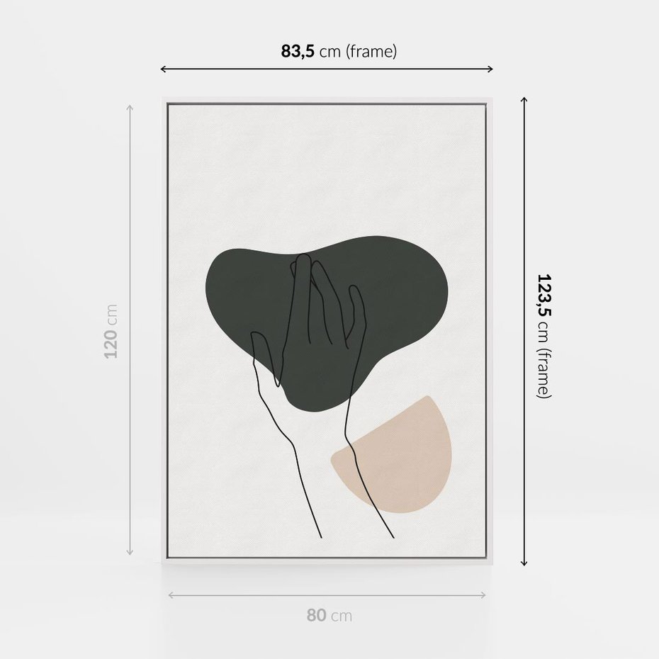 Obraz w ramie 80x120 - Bezczasowe Echo - szkic jedną linią, one line - rama biała