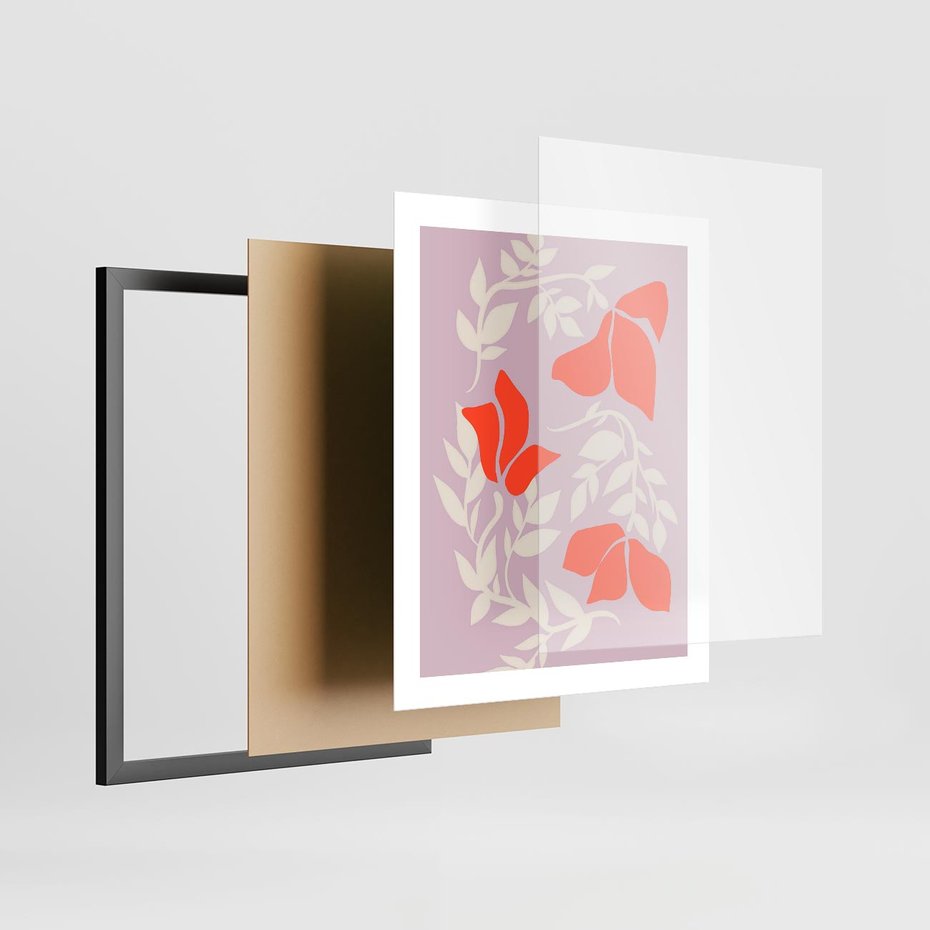 Plakat w ramie 40x50 - Kwiatowa Kreatywność - nowoczesny plakat, roślinne motywy - rama czarna