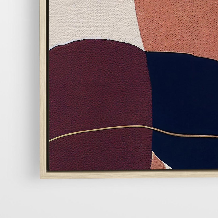 Obraz w ramie 50x50 - Abstrakt Marsala - nieregularne plamy, kształty - rama drewno
