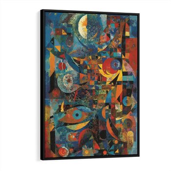 Obraz w ramie 50x70 - Migotliwe Przesunięcia Konturów - abstrakcyjny obraz, sztuka abstrakcji - rama czarna