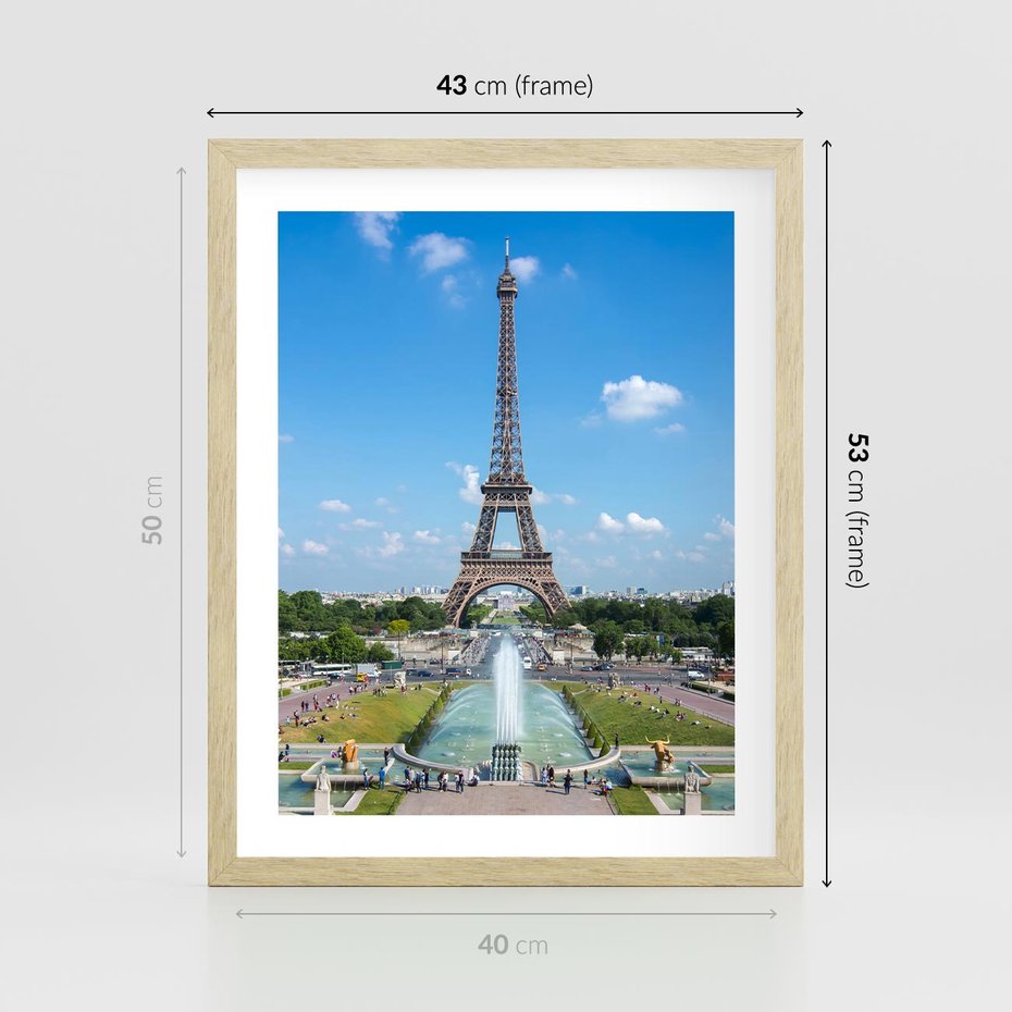 Plakat w ramie 40x50 - Wieża Eiffla - Eiffla, Paryż - rama drewno