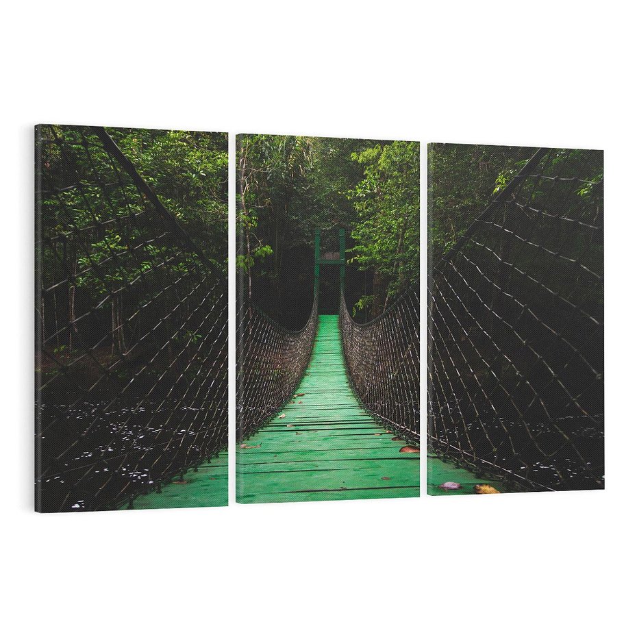Obraz na płótnie 120x80 - Most linowy w lesie - most, linowy