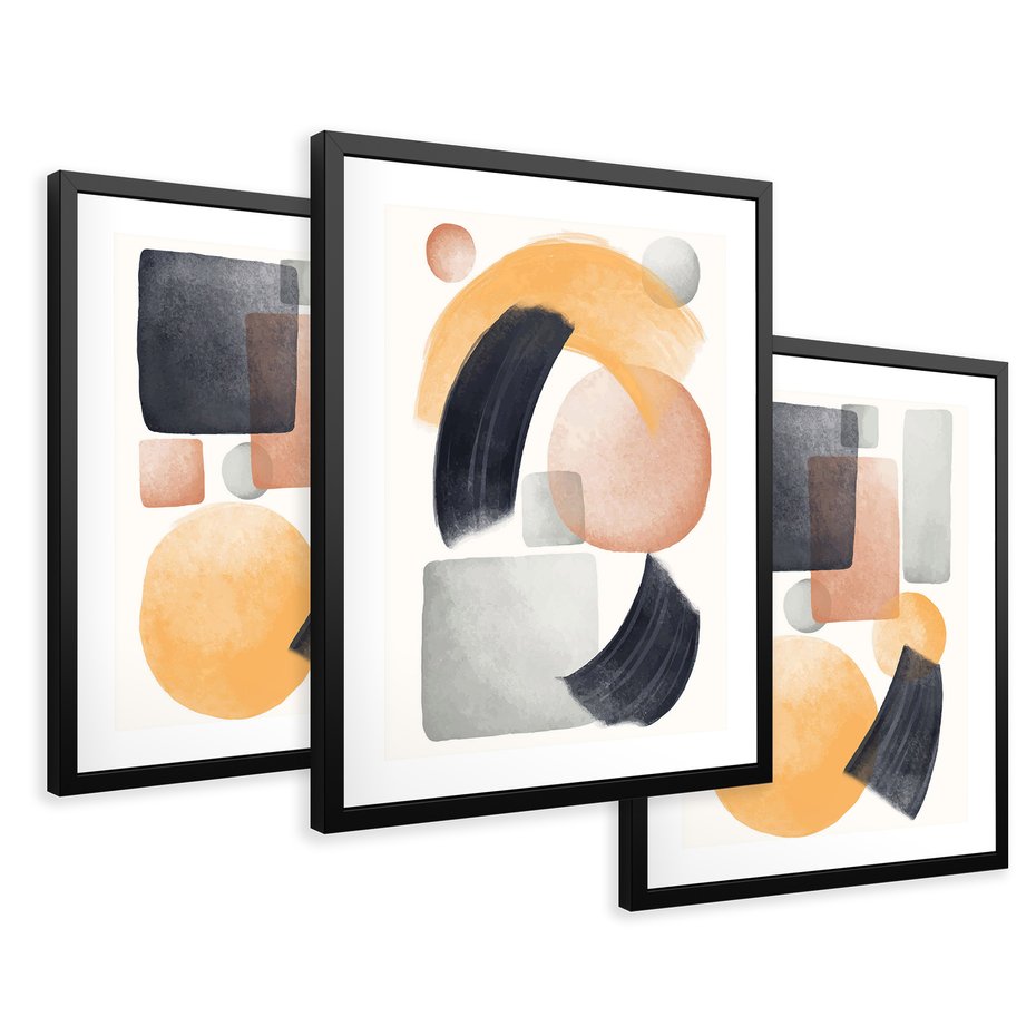 Zestaw obrazy w ramie 50x70 galeria - Abstrakcja, skandynawski, styl - rama czarna