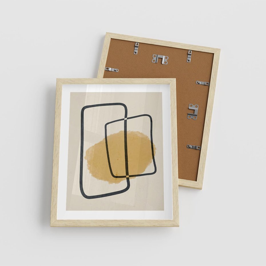 Plakat w ramie 40x50 - Rozkwitające Formy - abstrakcyjne nieregularne kształty, minimalistyczny plakat - rama drewno