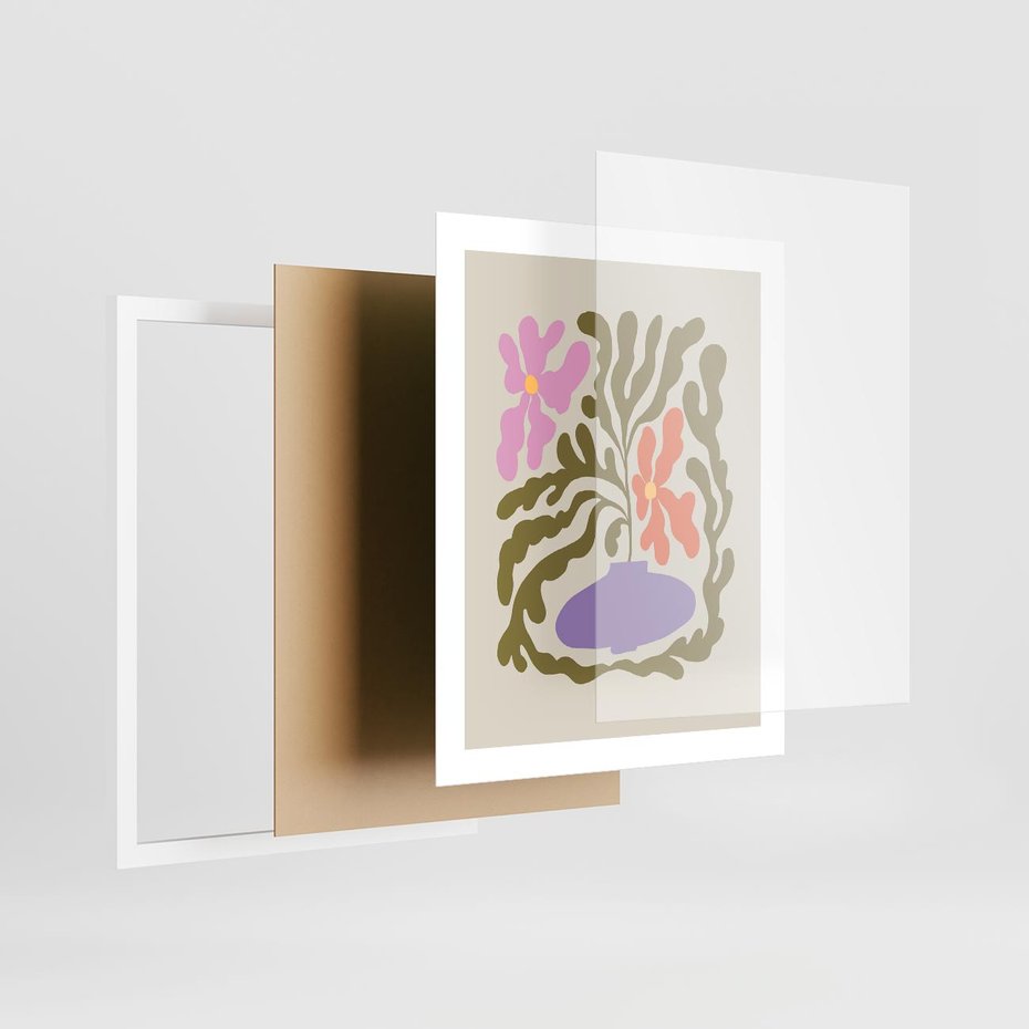 Plakat w ramie 40x50 - Kolorowe Echa - kwiaty, abstrakcja - rama biała