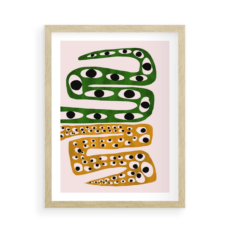 Plakat w ramie 50x70 - Mroczne Wypaczenia - abstrakcyjny obraz, dziwne kształty - rama drewno