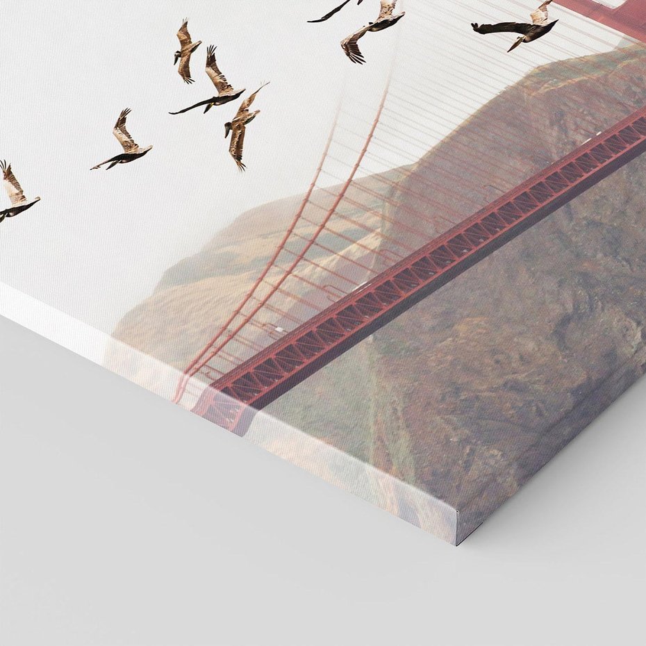 Obraz na płótnie 60x60 - Mewy przy Złotej Bramie - mewy, Golden Gate