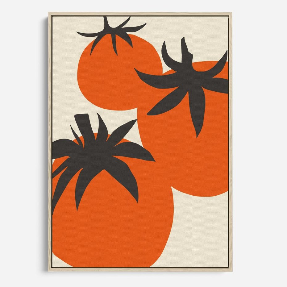 Obraz w ramie 70x100 - Jadalne Kształty - nowoczesny plakat do kuchni, pomidory - rama drewno