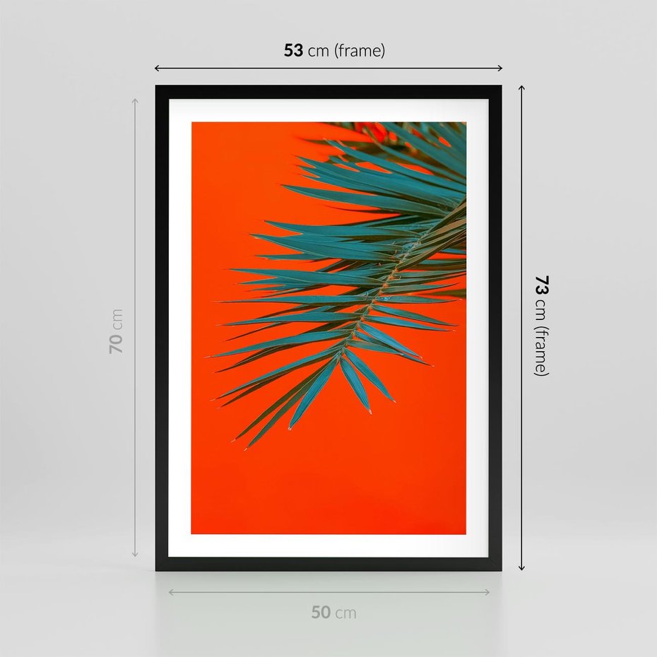 Plakat w ramie 50x70 - Egzotyczny Urok - liście, palma - rama czarna