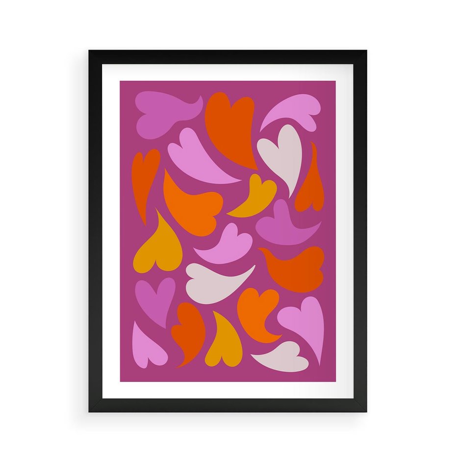 Plakat w ramie 50x70 - Podróżne Boho - wesoła grafika, serca - rama czarna