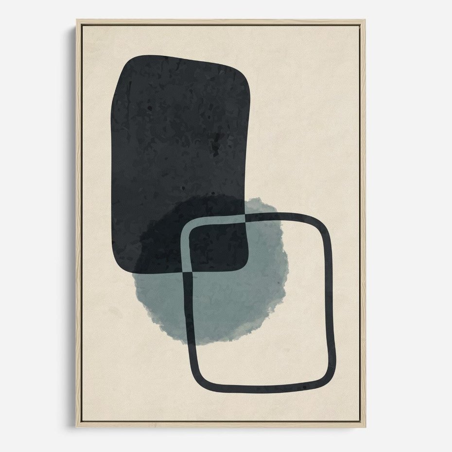 Obraz w ramie 70x100 - Migotliwe Refleksje - abstrakcyjne nieregularne kształty, minimalistyczny plakat - rama drewno