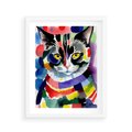 Plakat w ramie 40x50 - Koci Przyjaciel - abstrakcyjny obraz, akwarela - rama biała