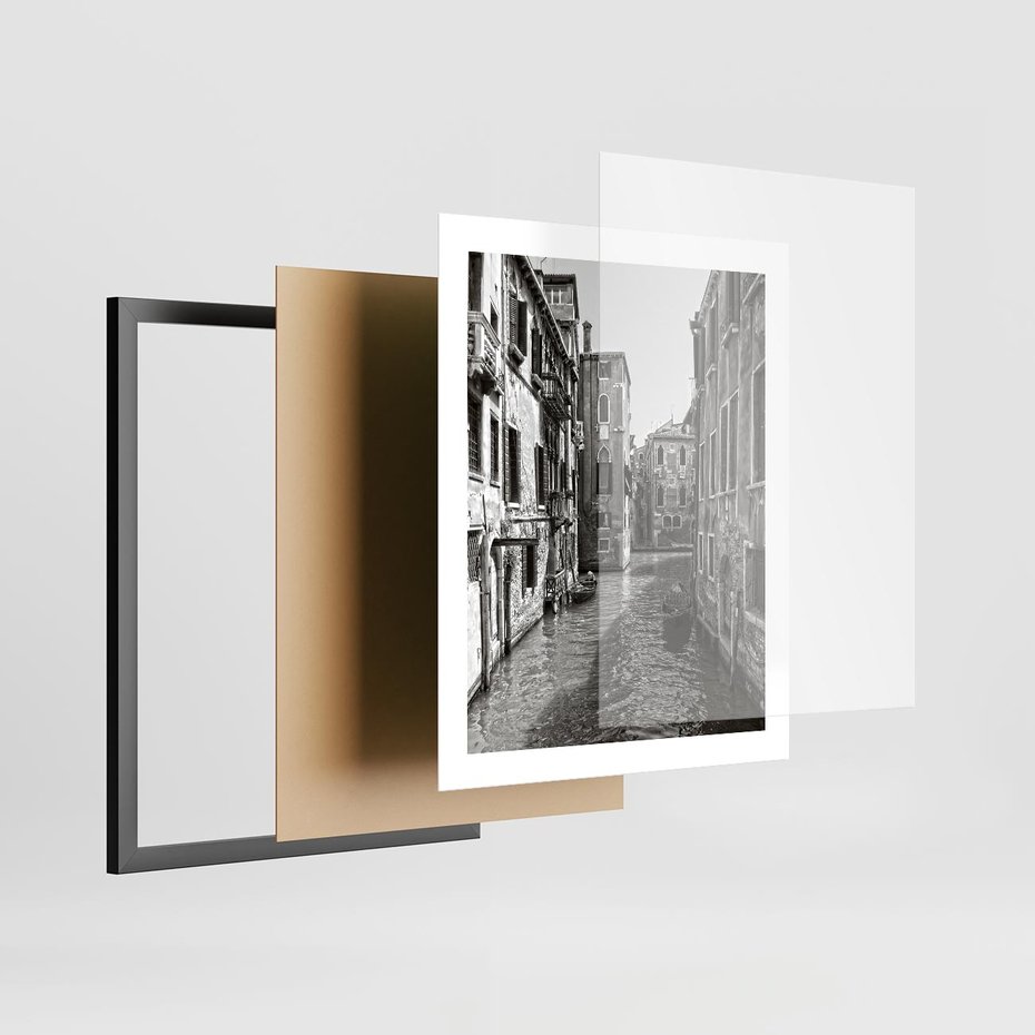 Plakat w ramie 40x50 - Zabłądzić w Wenecji - wenecja, kanały - rama czarna