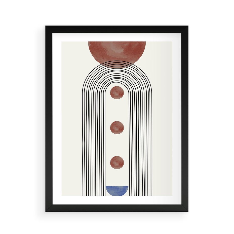 Plakat w ramie 50x70 - Symfonia Kształtów - nowoczesny plakat, styl midcentury - rama czarna