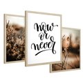Zestaw obrazy w ramie 40x50 galeria - Boho, cytat, motywacja, trawy - rama drewno